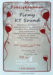 Podzi�kowania z Fundacji Mam Marzenie za realizacj� gali